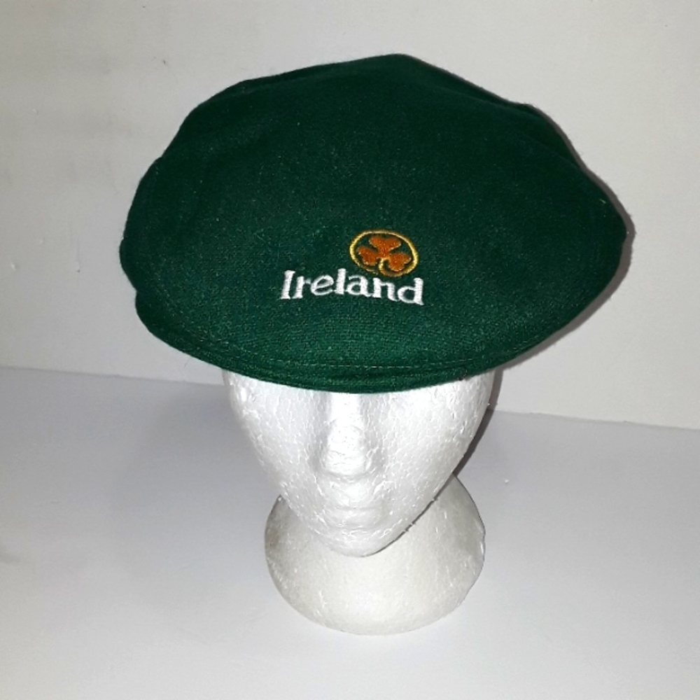 c RARE VINTAGE GREEN WOOL IRELAND SHANDON CAP HAT ST. PATRICKS  7 1/2 XL